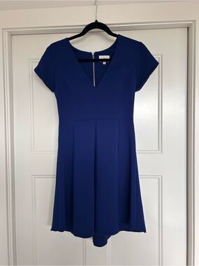Wilfred Royal Blue V-Neck Fit & Flare Mini Dress